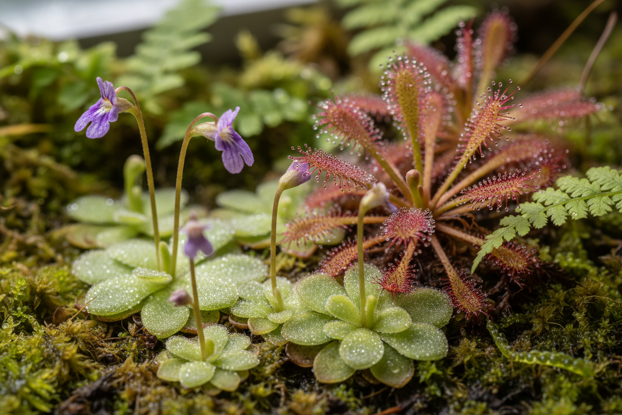 carnivorous plants pinguicula and drosera